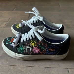 Vans Black Embroidered Floral Lace-Up Sneakers